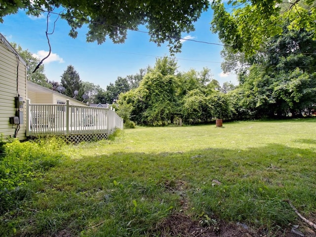 449 Pinnacle Rd, Henrietta, NY 14623 - view of green lawn featuring a deck