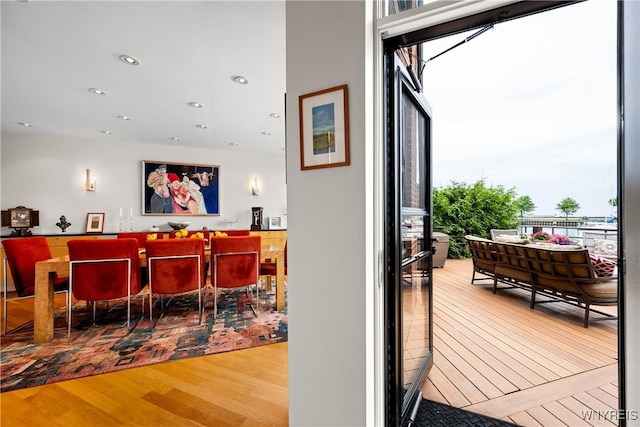 176 Rivermist Dr, Buffalo, NY 14202 - dining space with wood finished floors and recessed lighting