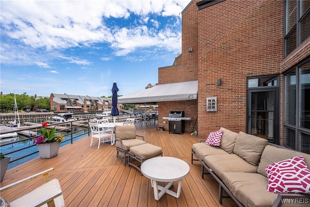 176 Rivermist Dr, Buffalo, NY 14202 - wooden terrace with an outdoor living space and a grill