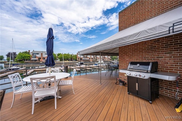 176 Rivermist Dr, Buffalo, NY 14202 - deck featuring grilling area and a boat dock