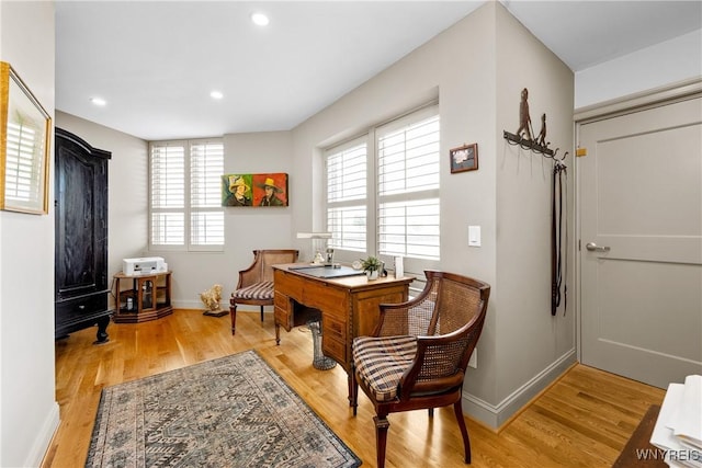 176 Rivermist Dr, Buffalo, NY 14202 - living area with light wood-style floors, plenty of natural light, an office area, and recessed lighting