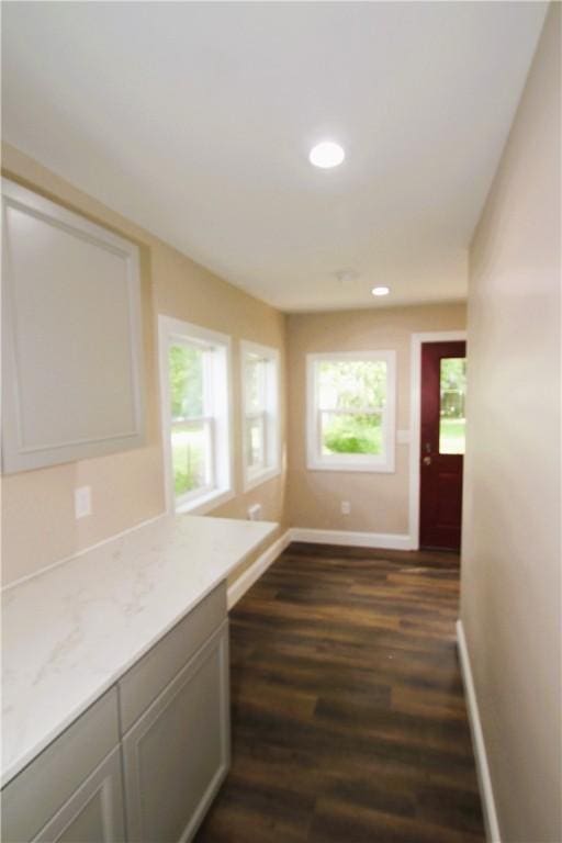 38 Spring St, Sweden, NY 14420 - hallway with dark wood-style flooring and recessed lighting
