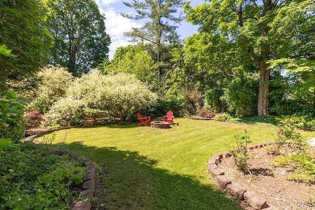 6 Union St, Cazenovia, NY 13035 - view of green lawn featuring a fire pit