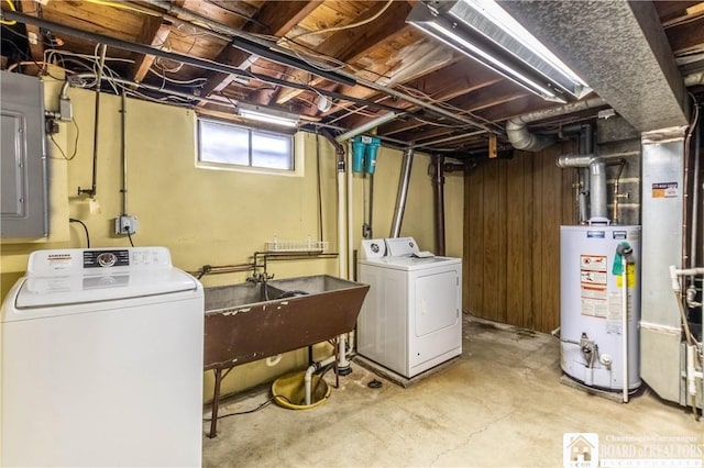19 Darwin Dr, Lancaster, NY 14043 - below grade area featuring water heater, electric panel, and washing machine and clothes dryer