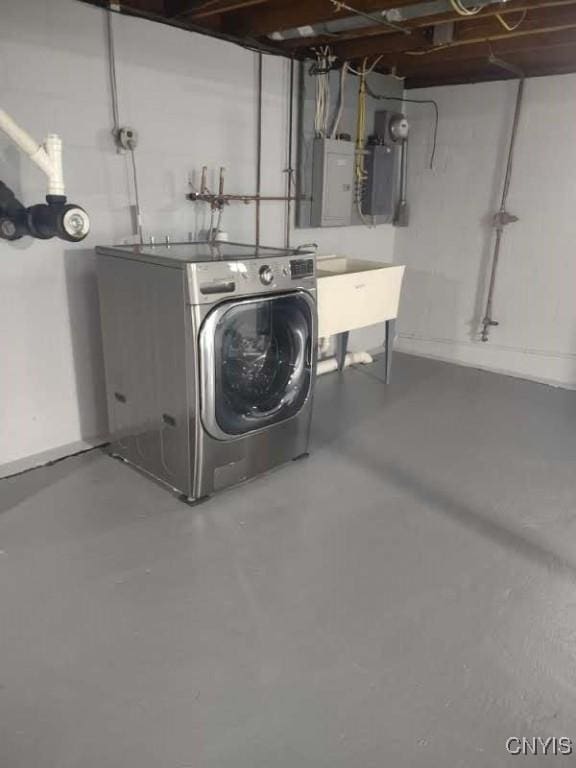 7408 Rome Oriskany Rd, Rome, NY 13440 - unfinished basement with washer / clothes dryer and electric panel
