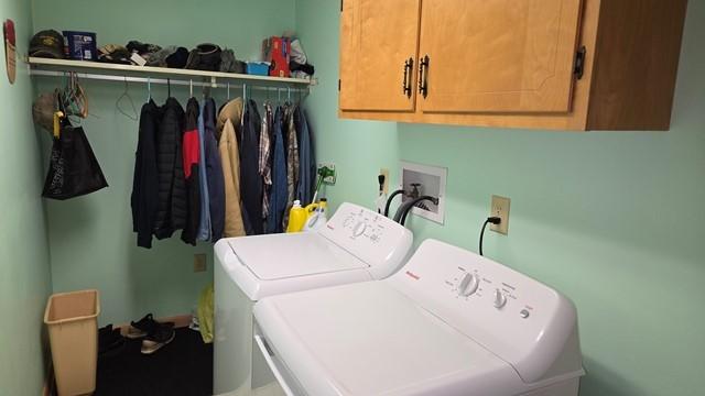 8198 Rte 46, Keating Town, PA 16749 - laundry area with separate washer and dryer and cabinet space