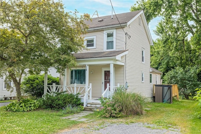 113 Myrtle St, Leroy, NY 14482 - view of front of house with covered porch and a shingled roof