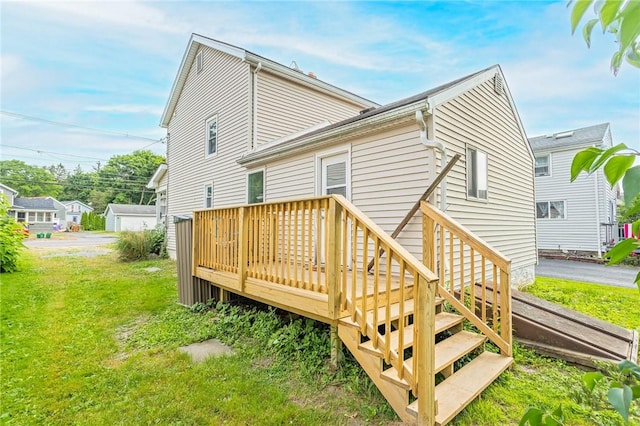 113 Myrtle St, Leroy, NY 14482 - back of property with a wooden deck and a yard