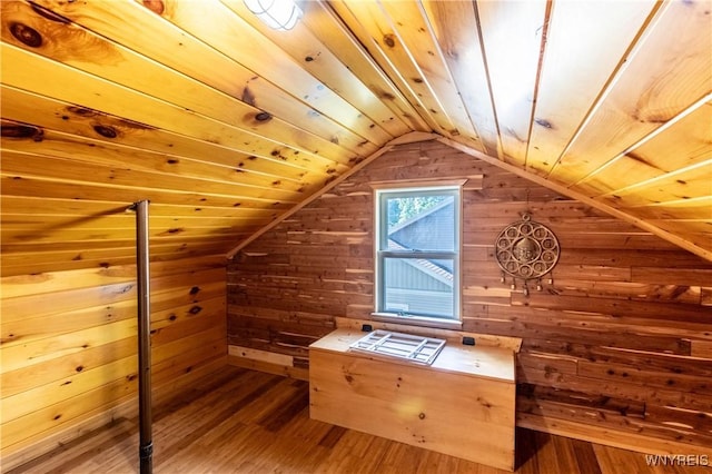 52 Harbor St, Wilson, NY 14172 - bonus room featuring wood walls, lofted ceiling, wood finished floors, wood ceiling, and a sauna / steam room