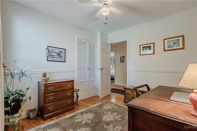 16 Vine Cir, Whitestown, NY 13492 - office with a ceiling fan and light wood finished floors