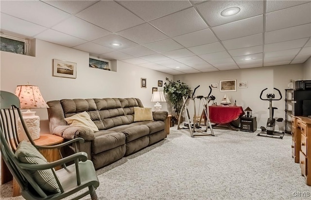 16 Vine Cir, Whitestown, NY 13492 - carpeted living room featuring a drop ceiling and recessed lighting
