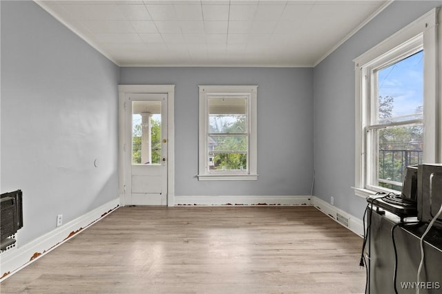 1810 Niagara St, Niagara Falls, NY 14303 - unfurnished living room featuring crown molding and light wood-type flooring