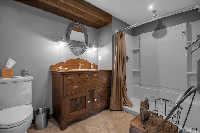 2244 Lockport Olcott Rd, Newfane, NY 14108 - full bath with vanity, a shower with shower curtain, and tile patterned floors