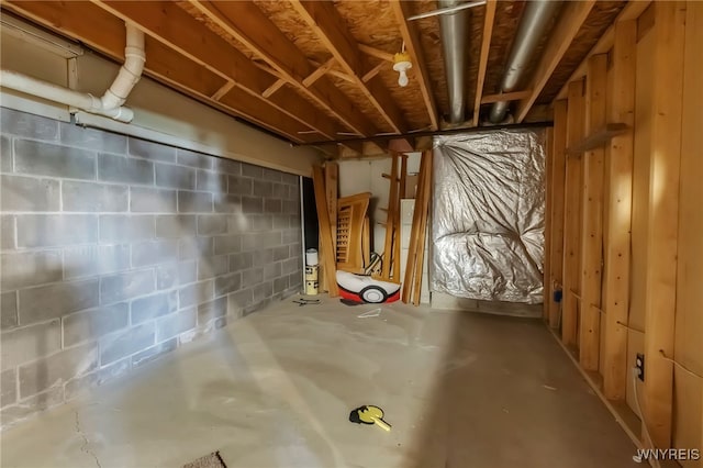 6192 Thornwood Dr, Boston, NY 14075 - unfinished below grade area with concrete block wall