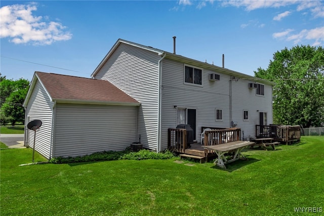 6192 Thornwood Dr, Boston, NY 14075 - back of house with a deck and a wall unit AC