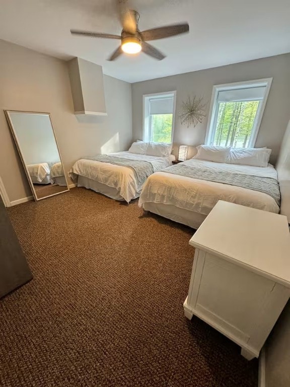 1565 Tupper Hill Rd, Franklin, NY 13775 - bedroom with dark colored carpet and a ceiling fan