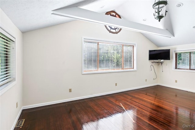 2761 E Lake Rd, Skaneateles, NY 13152 - unfurnished living room with vaulted ceiling and hardwood / wood-style flooring