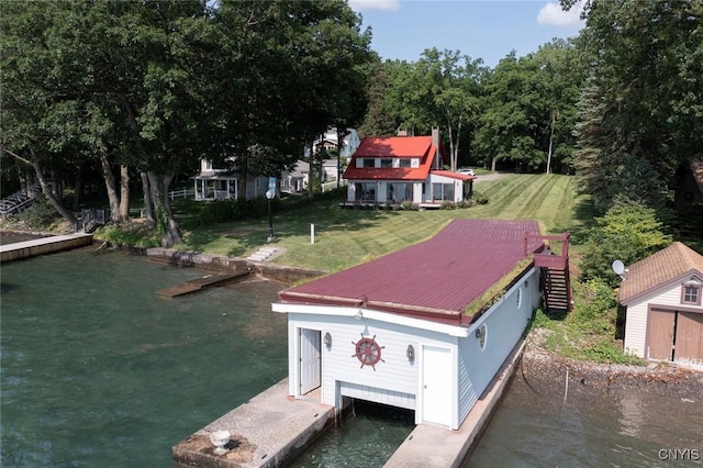 2761 E Lake Rd, Skaneateles, NY 13152 - dock area with a water view and a yard