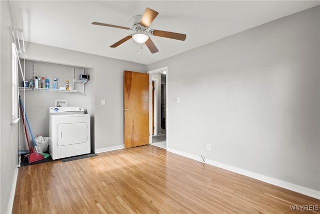73 Willowcrest Dr, West Seneca, NY 14224 - washroom featuring washer / clothes dryer, ceiling fan, and light wood-type flooring