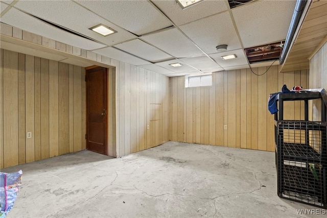 73 Willowcrest Dr, West Seneca, NY 14224 - below grade area featuring wood walls and a drop ceiling