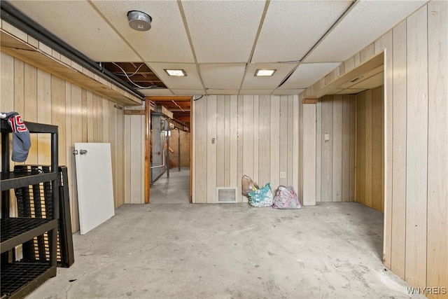 73 Willowcrest Dr, West Seneca, NY 14224 - finished below grade area with wood walls and a paneled ceiling