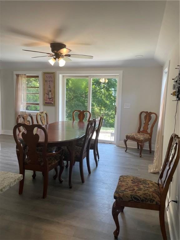 16562 Ridge Rd, Murray, NY 14470 - dining area with ceiling fan and light wood-style floors