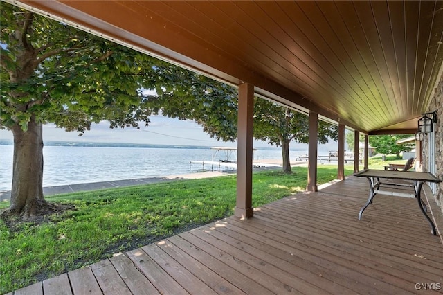 1659 Honoco Rd, Ledyard, NY 13026 - wooden deck featuring a water view and a yard