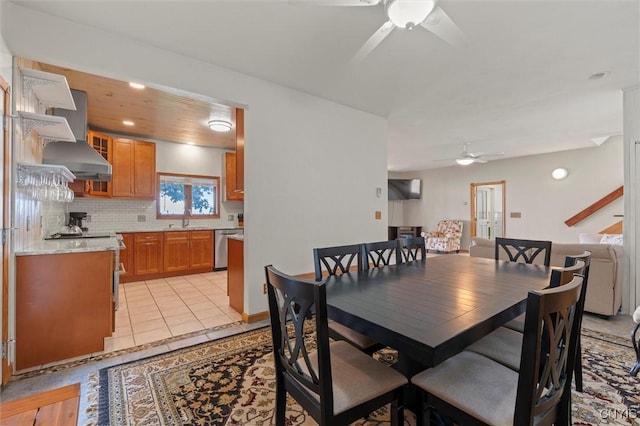 1659 Honoco Rd, Ledyard, NY 13026 - dining area featuring a ceiling fan and light tile patterned flooring