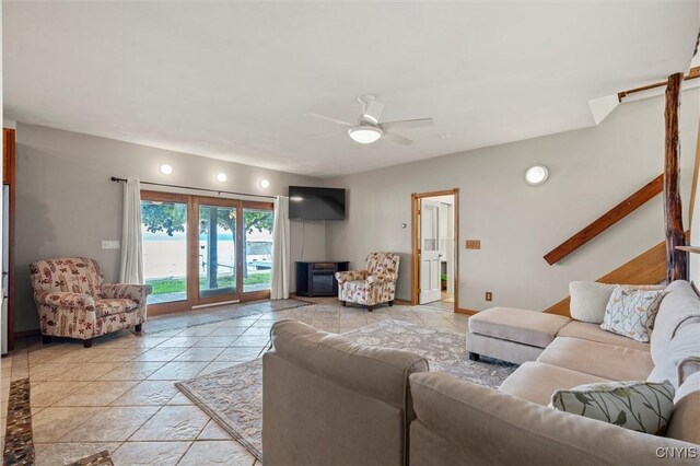 1659 Honoco Rd, Ledyard, NY 13026 - living room featuring a ceiling fan and inlaid floor details