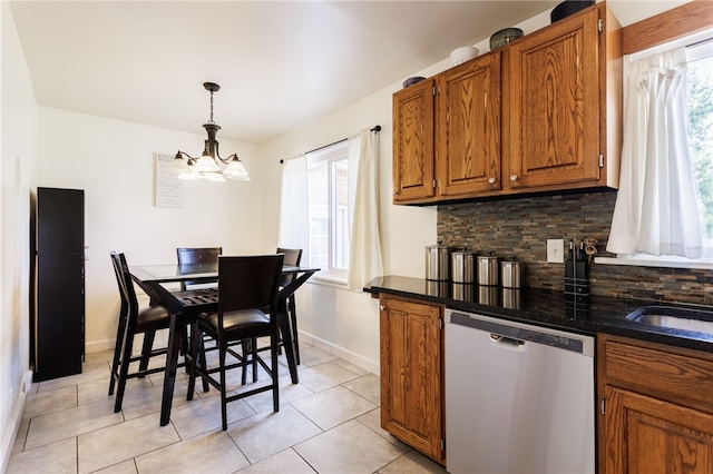 304 Simpson Rd, Irondequoit, NY 14617 - kitchen with dishwasher, healthy amount of natural light, tasteful backsplash, and brown cabinets