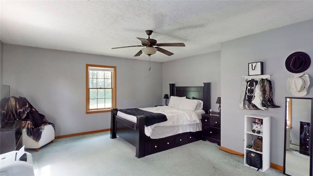 9447 County Route 75, Pulteney, NY 14418 - bedroom featuring carpet, a textured ceiling, and ceiling fan