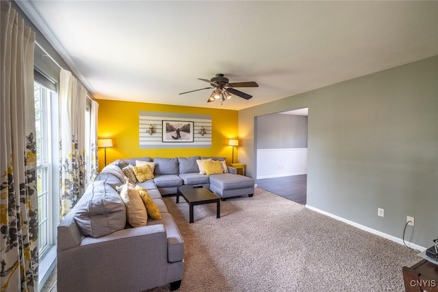110 Clark Cir, Lenox, NY 13032 - living area featuring ceiling fan and carpet floors