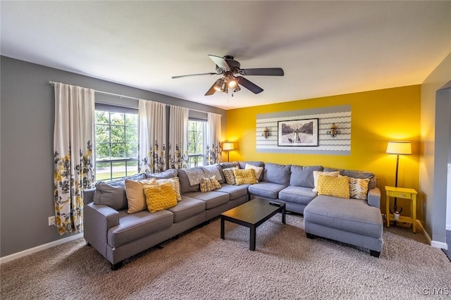 110 Clark Cir, Lenox, NY 13032 - carpeted living room with ceiling fan and baseboards