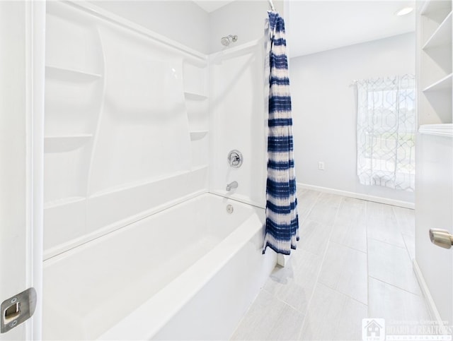 1683 Haskell Rd, Portville, NY 14760 - full bath featuring shower / bath combo with shower curtain and tile patterned floors
