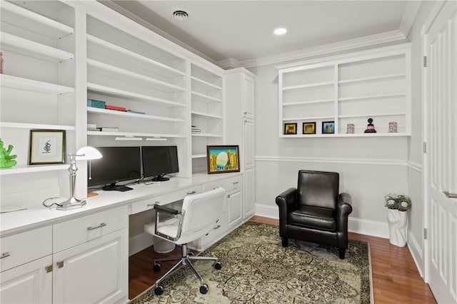 114-116 Main St Unit 114, Milo, NY 14527 - home office featuring built in desk, wood finished floors, and ornamental molding