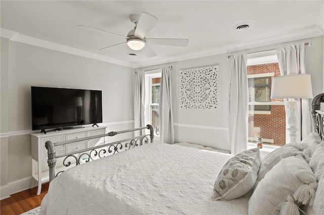 114-116 Main St Unit 114, Milo, NY 14527 - bedroom featuring crown molding, wood finished floors, and a ceiling fan