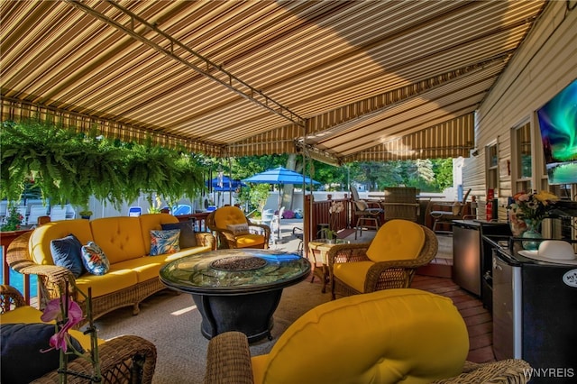 7 Shalamar Ct, Amherst, NY 14068 - view of patio featuring an outdoor living space with a fire pit and outdoor dining area
