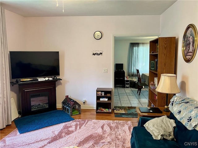 520 Seneca St, Fulton, NY 13069 - living room with wood finished floors and a glass covered fireplace