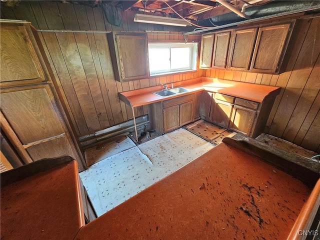 7131 State Route 8, Deerfield, NY 13502 - kitchen with wooden walls and a sink