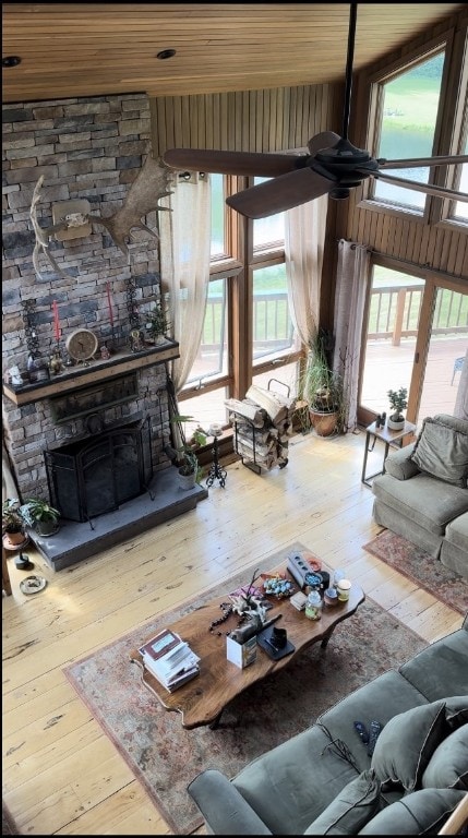 734 Post Rd, Franklin, NY 13775 - living area with hardwood / wood-style flooring, healthy amount of natural light, and ceiling fan