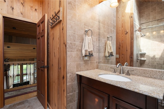 734 Post Rd, Franklin, NY 13775 - bathroom with vanity and tile walls