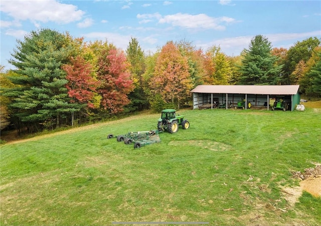 734 Post Rd, Franklin, NY 13775 - view of grassy yard with a detached carport, a pole building, and an outdoor structure
