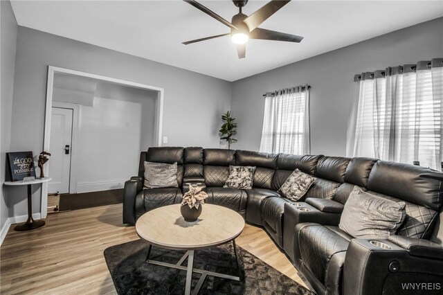 245 Tacoma Ave, Buffalo, NY 14216 - living room with a ceiling fan and light wood-style flooring