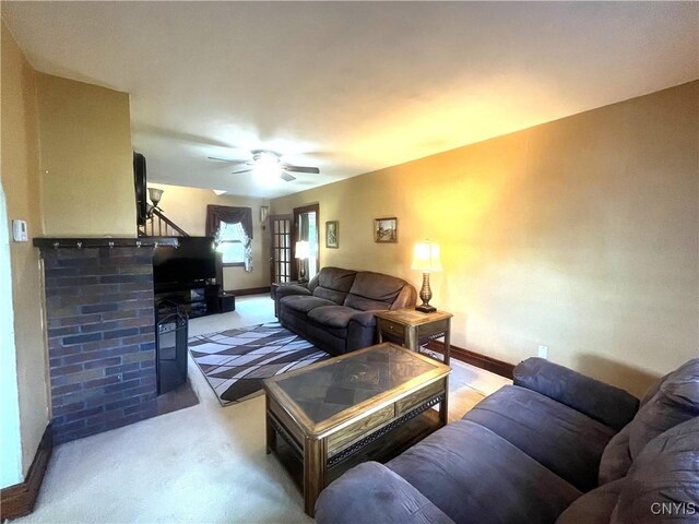 106 Mackay Ave, Camillus, NY 13219 - living area featuring ceiling fan and light carpet