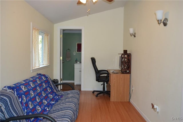 106 Mackay Ave, Camillus, NY 13219 - office with wood finished floors, lofted ceiling, and a ceiling fan