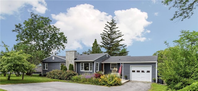 82 Rt 54 E Lake Rd, Milo, NY 14527 - single story home with a garage, driveway, and a chimney