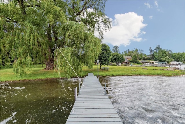 82 Rt 54 E Lake Rd, Milo, NY 14527 - dock featuring a water view, a yard, and view of wooded area