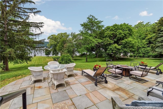 82 Rt 54 E Lake Rd, Milo, NY 14527 - view of patio / terrace with an outdoor fire pit and outdoor dining area