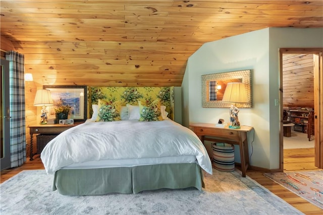 1677 Long Point Beach Rd, Torrey, NY 14527 - bedroom with wood finished floors, wooden ceiling, and vaulted ceiling