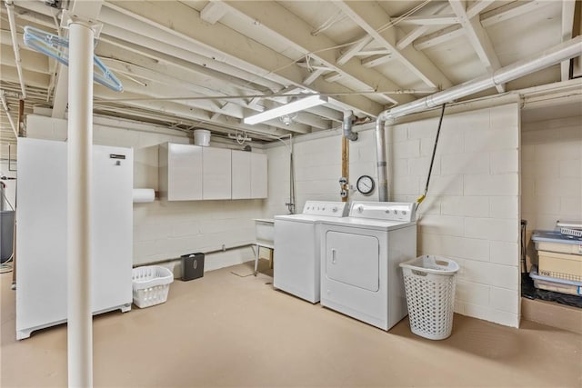 1077 Sharon Ct, Webster, NY 14580 - laundry room featuring washer and clothes dryer and concrete block wall